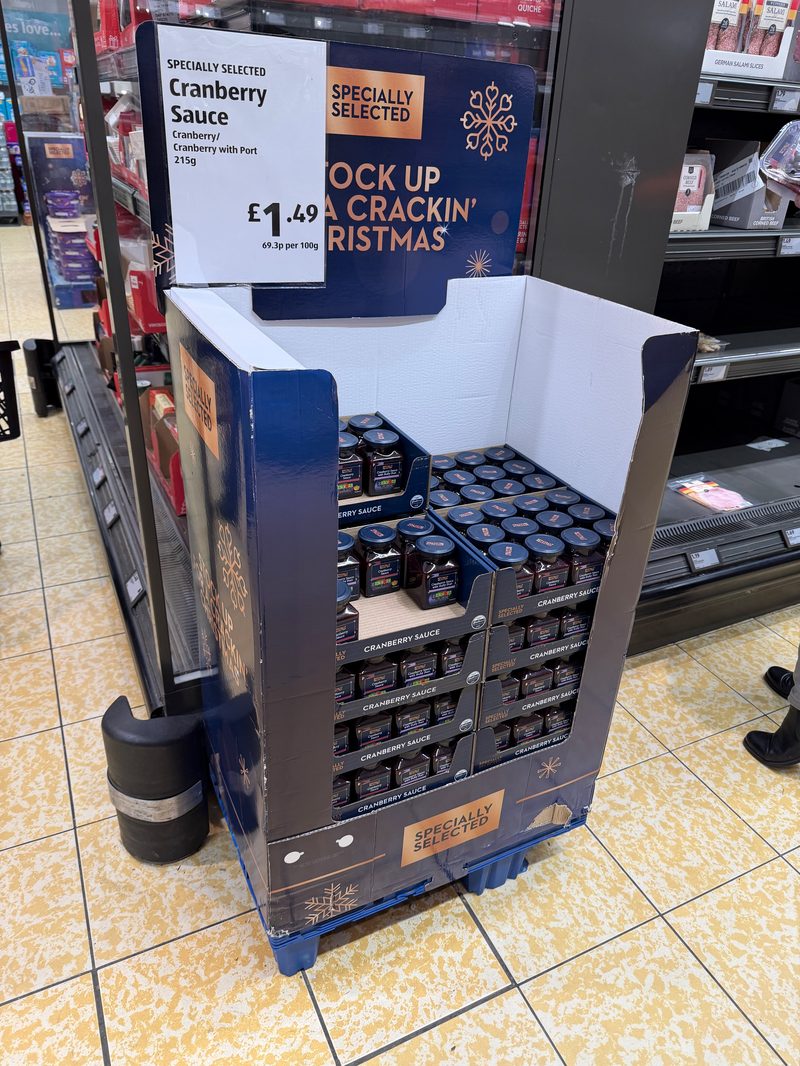 Aldi Christmas shippers display, December 2025